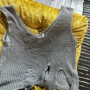 Gray Knit Sleeveless Top